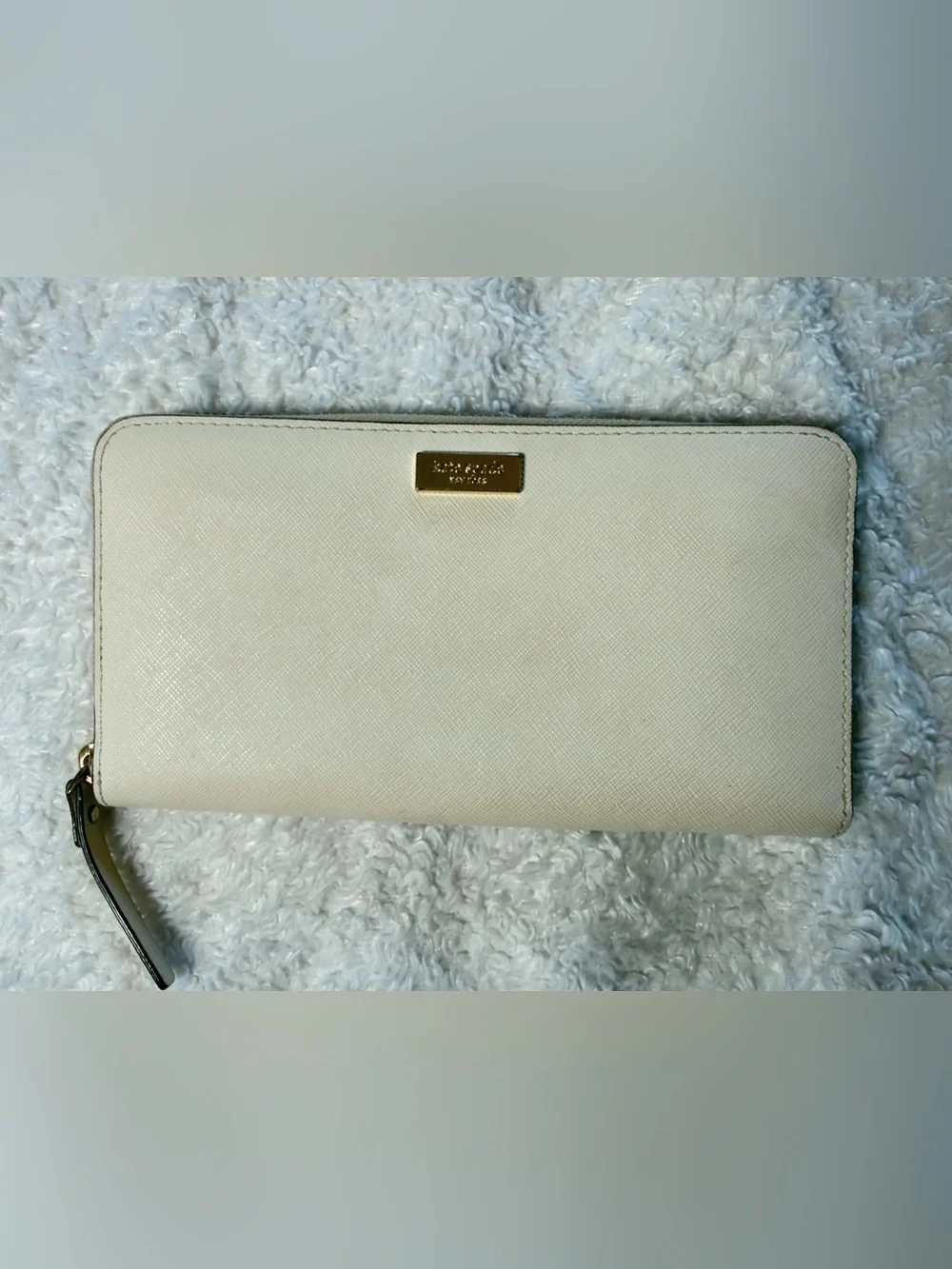 Kate Spade Cream Saffiano Zip Around Wallet